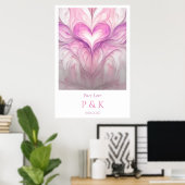 夫婦パーソナライズされた向け「純愛」モノグラム ポスター (ホームオフィス)