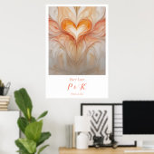 夫婦パーソナライズされた向け「純愛」モノグラム ポスター (ホームオフィス)