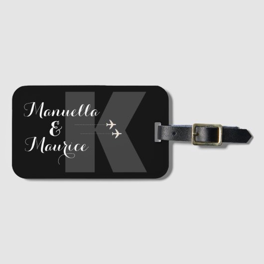 夫婦パーソナライズされた旅行 ラゲッジタグ (正面横)