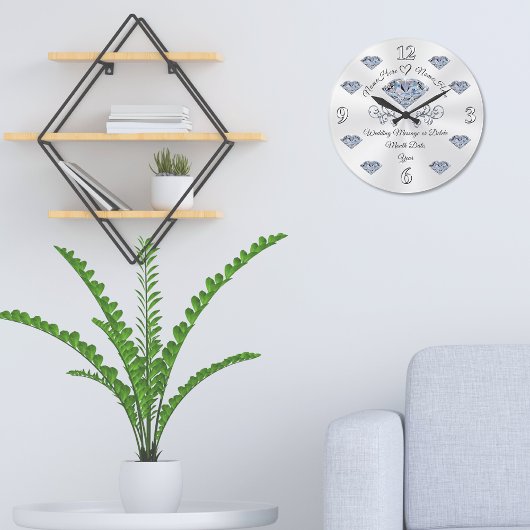 夫婦パーソナライズされた結婚への贈り物 ラージ壁時計