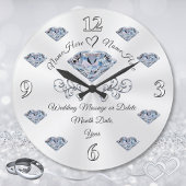 夫婦パーソナライズされた結婚への贈り物 ラージ壁時計