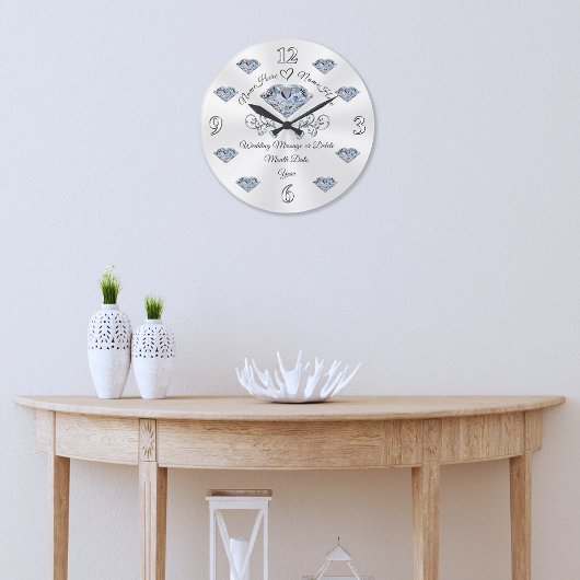 夫婦パーソナライズされた結婚への贈り物 ラージ壁時計