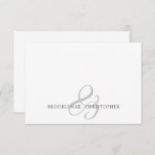 夫婦モダン名モノグラム ノートカード (正面/裏面)