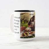 夫婦仲は情緒的な親交を伴う ツートーンマグカップ (正面左)