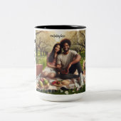 夫婦仲は情緒的な親交を伴う ツートーンマグカップ (中央)