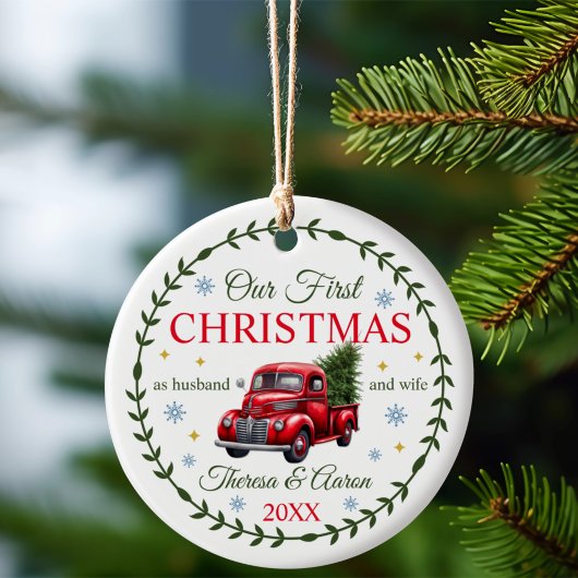 夫婦初めてのクリスマス セラミックオーナメント