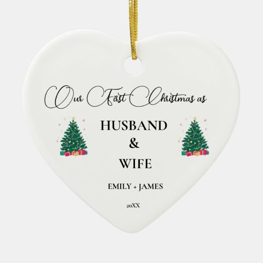 夫婦初めてのクリスマス セラミックオーナメント (正面)