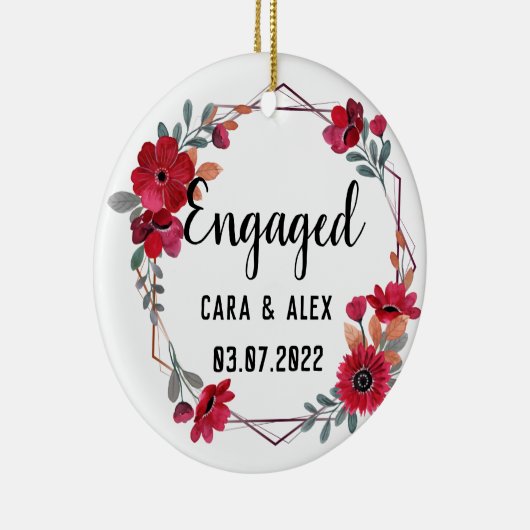 夫婦婚約した向け婚約ギフトパーソナライズされた セラミックオーナメント (右)