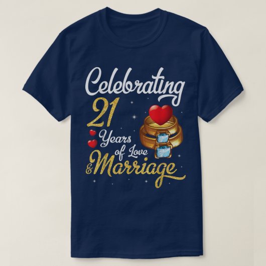夫婦祝21年の愛の結婚 Tシャツ (デザイン正面)