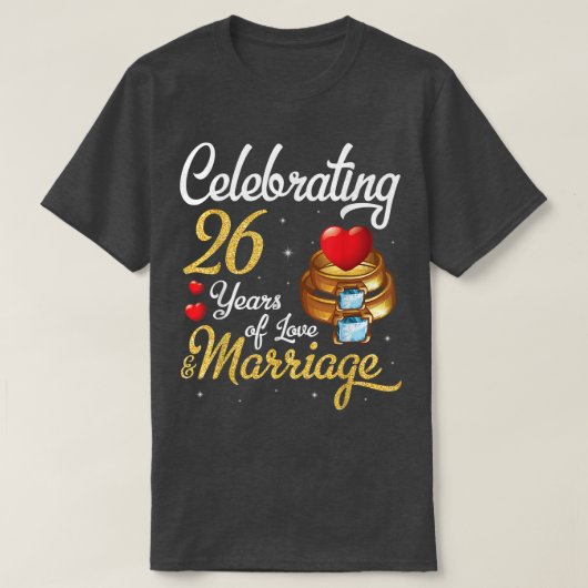 夫婦祝26年の愛の結婚 Tシャツ (デザイン正面)