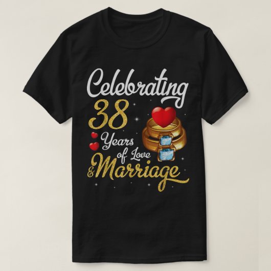 夫婦祝38年の愛の結婚 Tシャツ (デザイン正面)