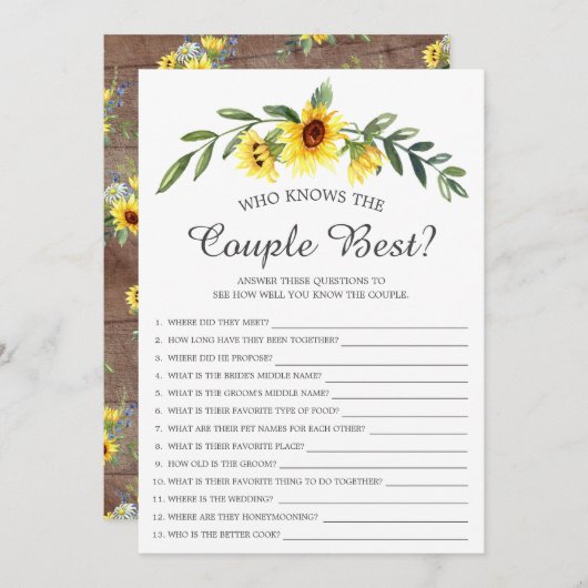 夫婦素朴の試合を知るヒマワリ最高のー 招待状 (正面/裏面)