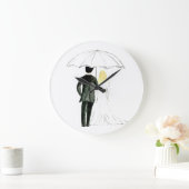 夫婦結婚たった今結婚しましたの水色時計 ラージ壁時計 (ホーム)