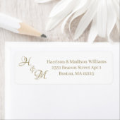 夫婦結婚のモノグラムイニシャル差出人住所 ラベル (インサイチュ)