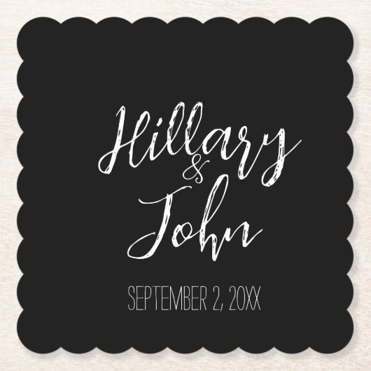 夫婦結婚の名前と日付紙コースター ペーパーコースター (正面)