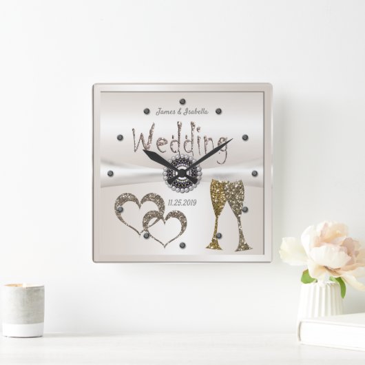夫婦結婚の記念式典の贈り物 スクエア壁時計 (ホーム)