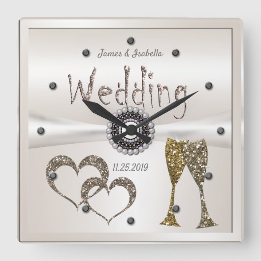 夫婦結婚の記念式典の贈り物 スクエア壁時計 (正面)