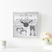夫婦結婚の記念式典の贈り物 スクエア壁時計 (ホーム)