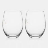 夫婦結婚名モノグラム金ゴールドブラック ステムなしワイングラス (左)