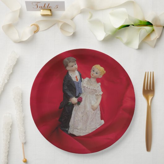 夫婦（結婚式の結婚記念日） ペーパープレート (ウェディング)