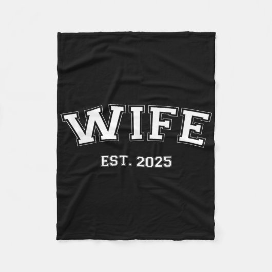 夫婦Est 2025たった今結婚しましたハネムーンW フリースブランケット (正面)