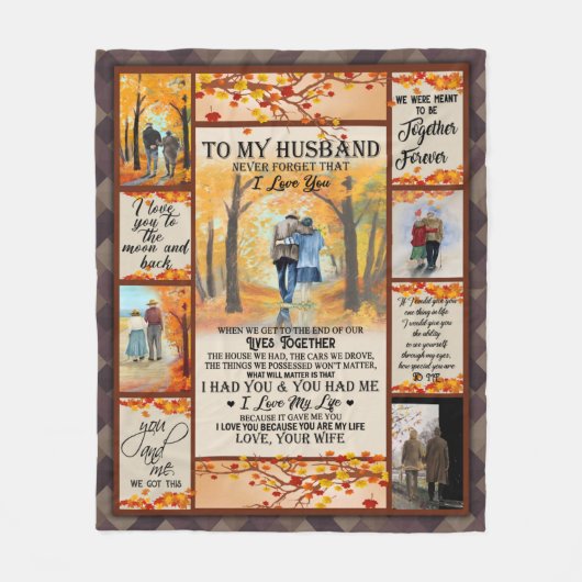 夫宛パーソナライズされたの手紙 フリースブランケット (正面)