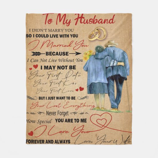 夫宛パーソナライズされたの手紙 フリースブランケット (正面)