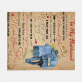 夫宛パーソナライズされたの手紙 フリースブランケット (正面(横))