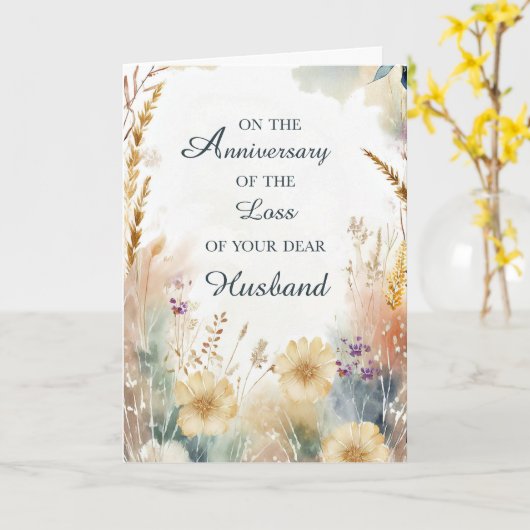夫山花喪失記念日 カード (黄色い花)