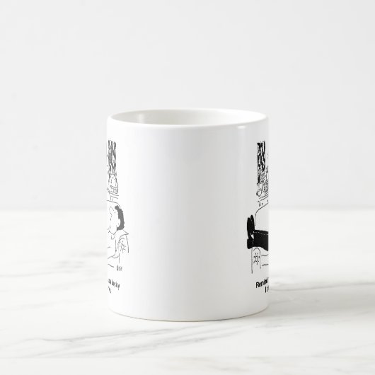 夫忙しが休息している間は妻。おもしろい コーヒーマグカップ (中央)