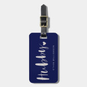 夫愛|スタイリッシュな海軍ブラシの原稿は及び縞で飾ります ラゲッジタグ (正面縦)