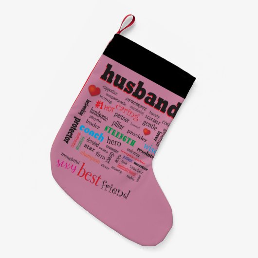 夫最高のワンダフルA1ワードクラウド スモールクリスマスストッキング (正面 (吊り時))