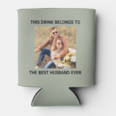 夫最高の常に写真パーソナライズされたセージ緑 缶クーラー (正面)