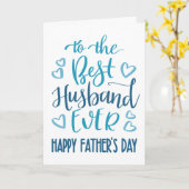 夫最高の永遠の父の日のタイポグラフィイン・ブルー カード (黄色い花)