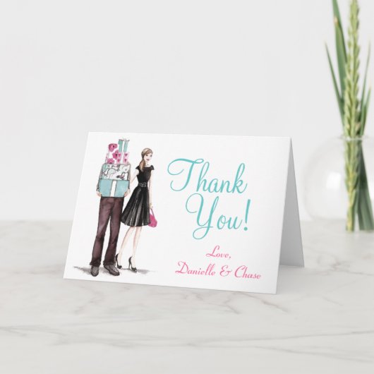 夫結婚婦連れのシャワーサンキューカード サンキューカード (正面)