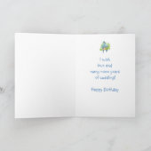 夫誕生日かわいい可愛いオウムのカップル カード (内部)