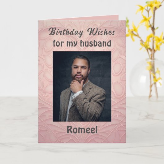 夫誕生日の名刺モダン カード (黄色い花)