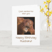 夫誕生日オランウタン カード (黄色い花)