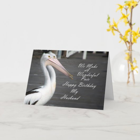 夫誕生日ペリカン カード (黄色い花)