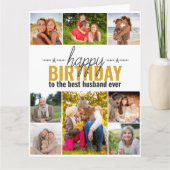 夫誕生日8フォトコラージョパーソナライズされたン カード (正面)