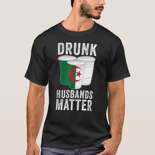 夫飲物質アルジェリア国旗のドリンク Tシャツ (正面)