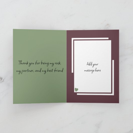 夫10周年記念が緑のバーガンディを巻き込む カード (内部)