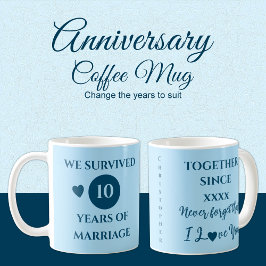 夫10年の結婚の最も青 コーヒーマグカップ