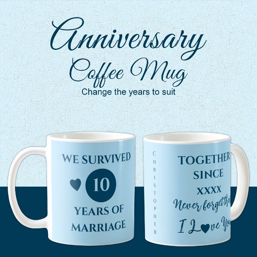 夫10年の結婚の最も青 コーヒーマグカップ