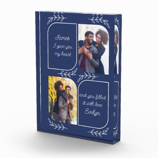 夫2縦型写真愛情の言葉パーソナライズされた フォトブロック (右)