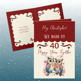 夫40周年記念フクロウズマルーンブルー カード