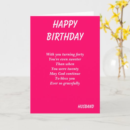 夫40番目の誕生日カード カード (黄色い花)