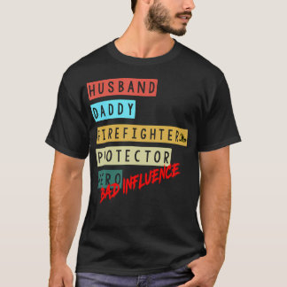 夫 ダディー 消防士 守護者 ヒーロー 悪ガキ Tシャツ