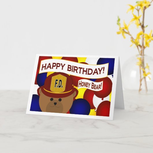 夫 – ハッピーバースデーファイアファイターヒーロー! カード (黄色い花)