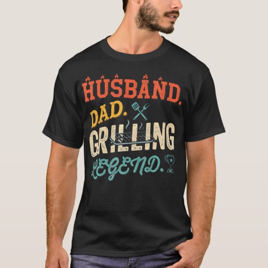 夫 パパ バーベキュー伝説 BBQ バーベキュー Tシャツ (正面)